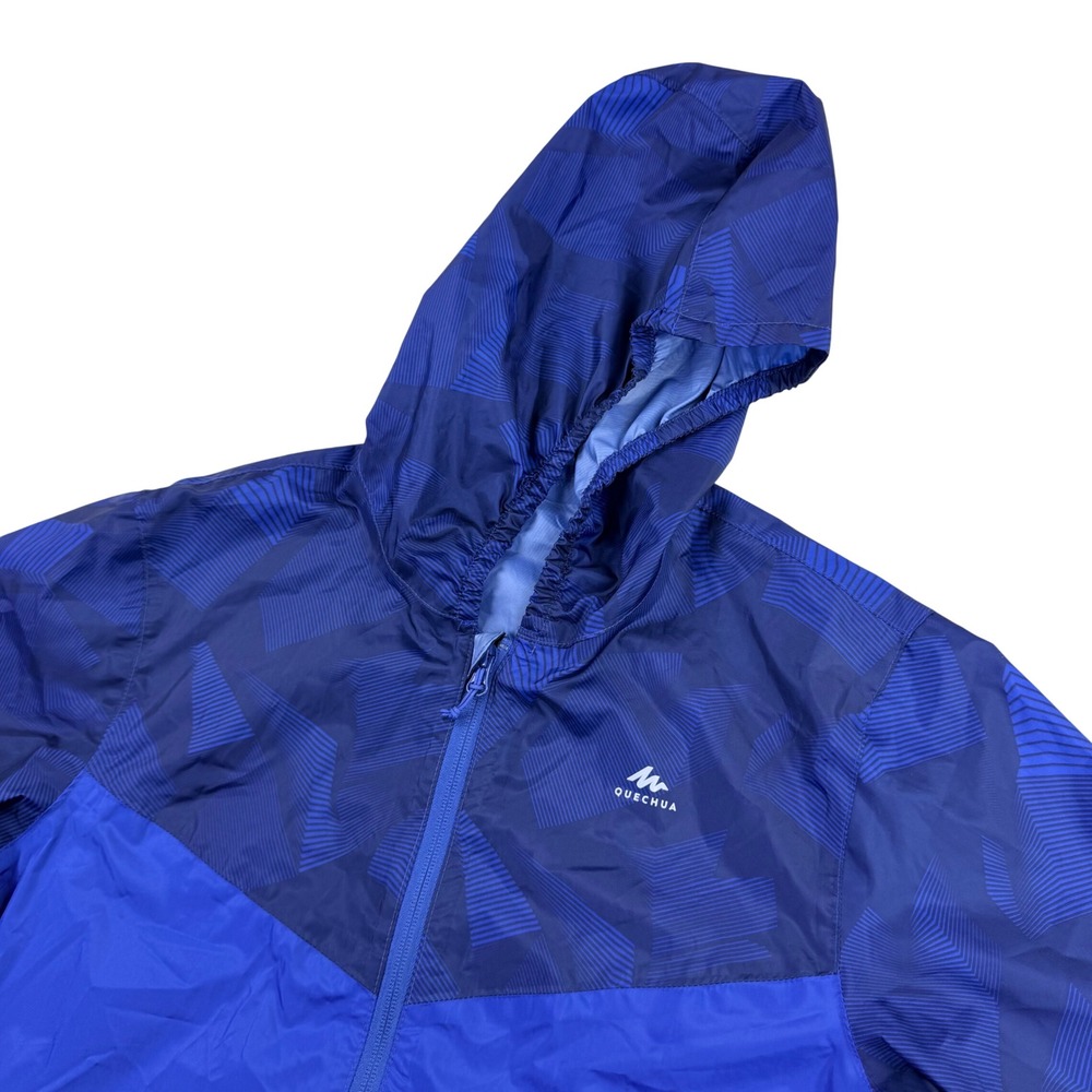 Decathlon Quechua Windbreaker Jacket Men XS Blue Geometric Full Zip Lightweight - Picture 9 of 12